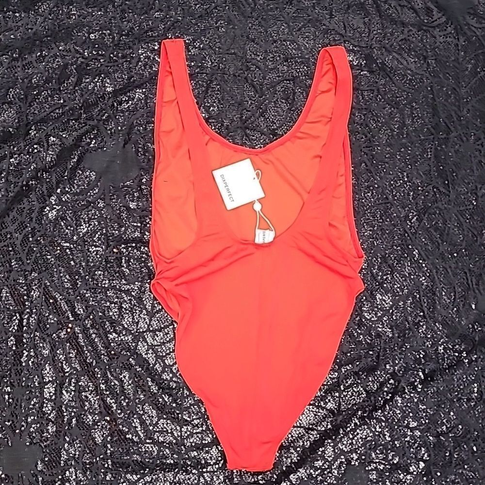 Red 80's 90's Inspired One Piece Swimsuit Women's Size Large - Picture 3 of 12